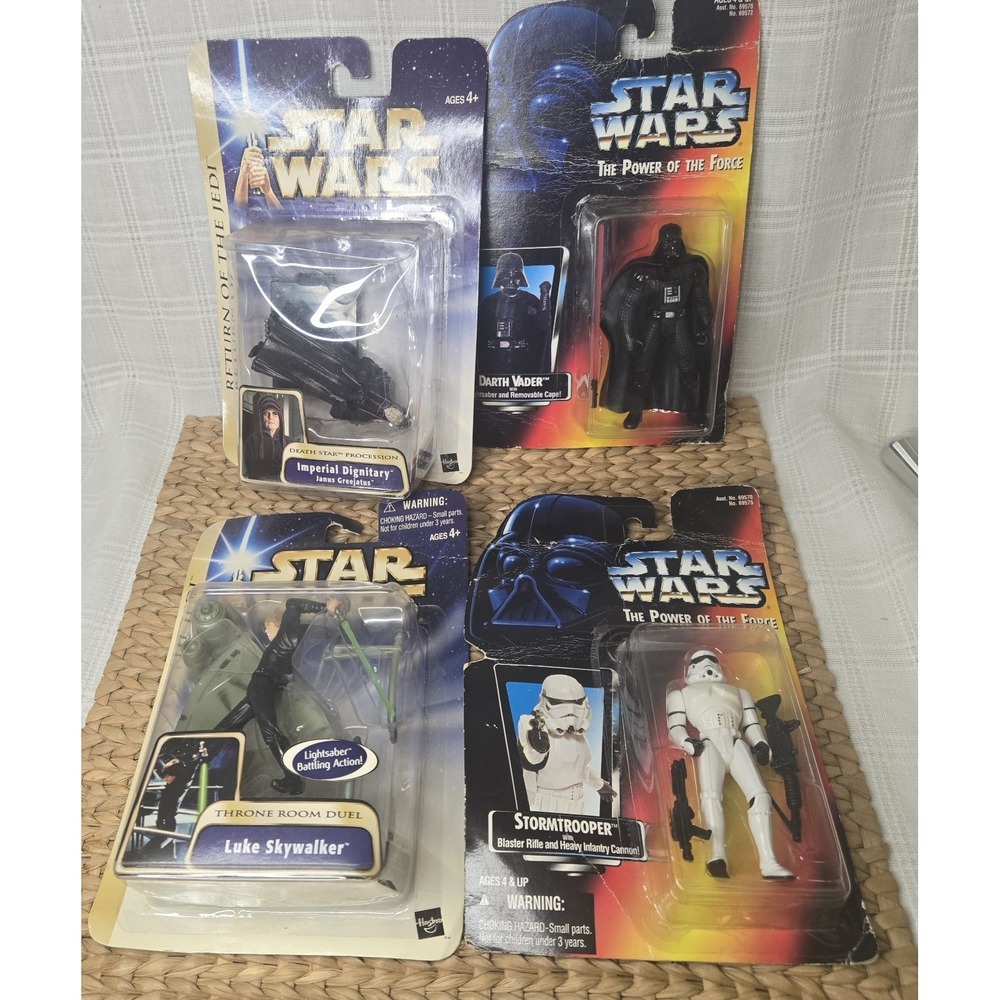 Lot Of 4 Vintage Star Wars Kenner Hasbro Figures 2003 1995 New Original Sealed